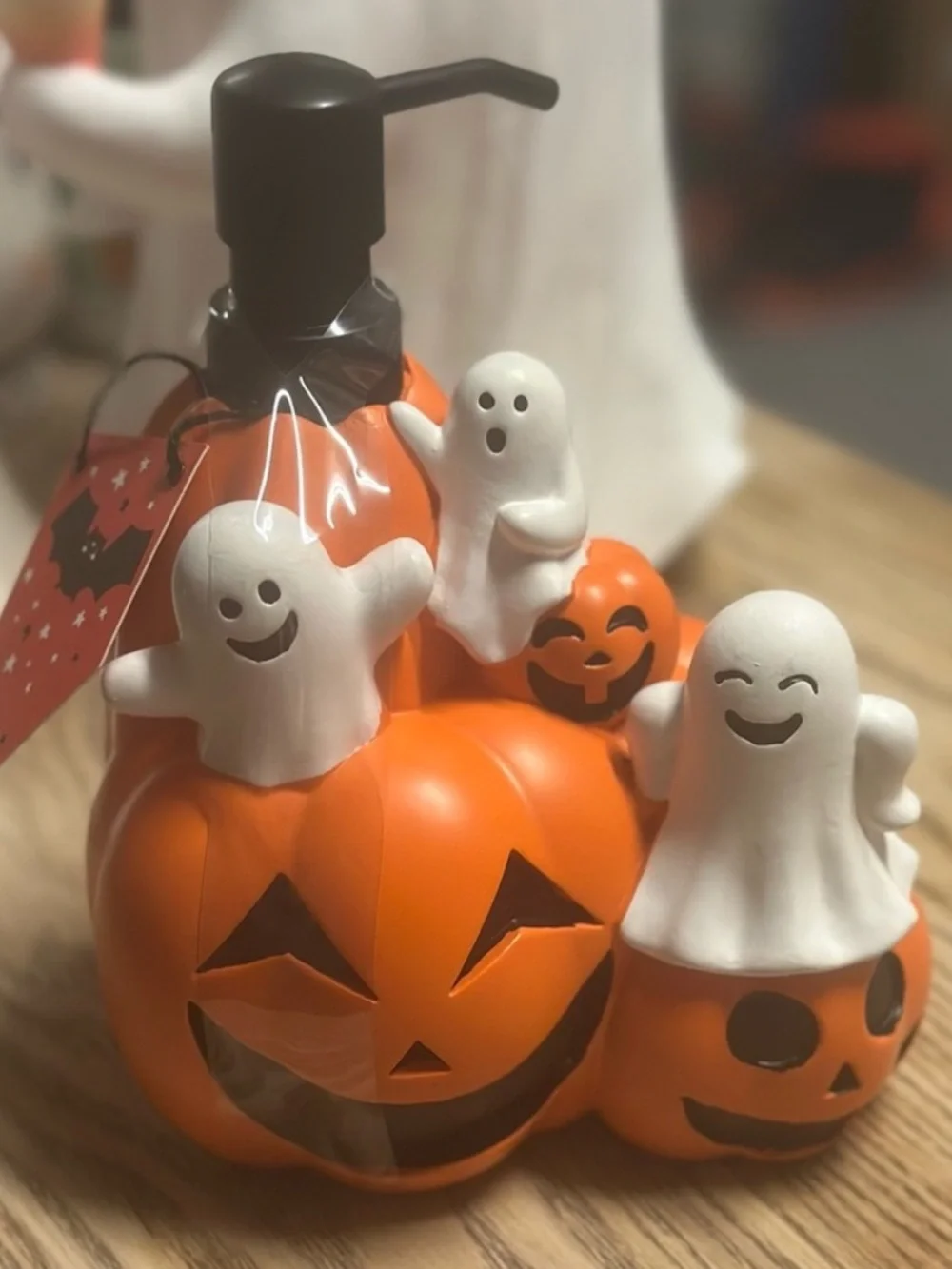 Halloween Ghost & Pumpkin Soap Dispenser Jack O’ Lantern Ceramic Decor